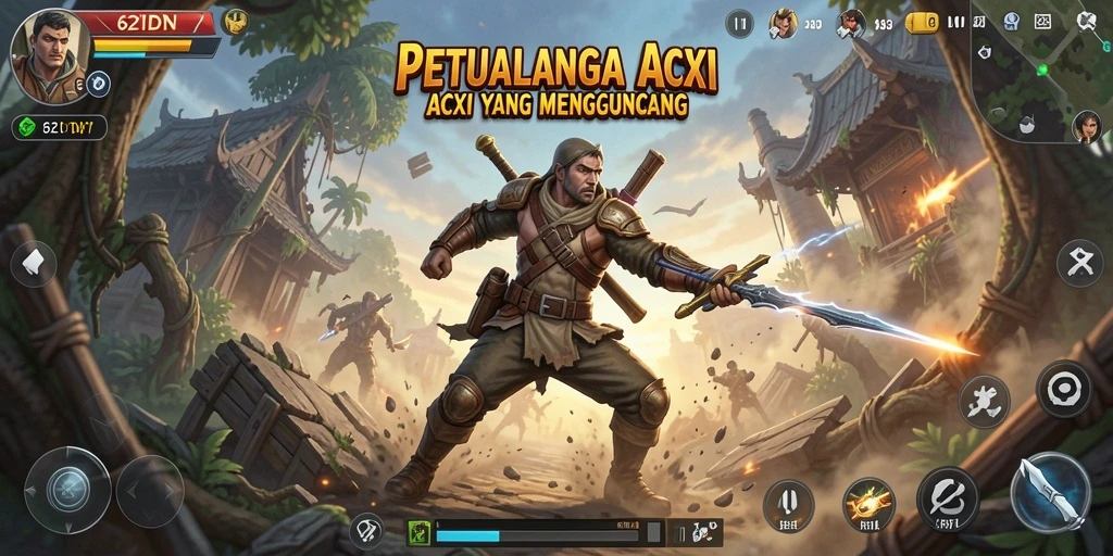Screenshot utama menunjukkan aksi seru gameplay di 62IDN.