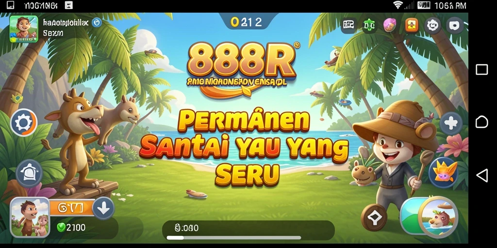 Screenshot gameplay <strong>888R</strong> dengan grafis yang cerah dan interaksi santai.