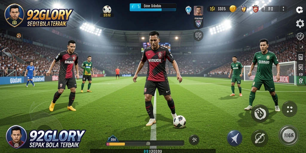 Tampilan gameplay 92GLORY dengan aksi seru di lapangan.