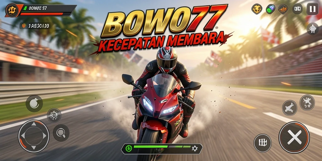 Gameplay seru BOWO77 menampilkan balapan motor yang mendebarkan.