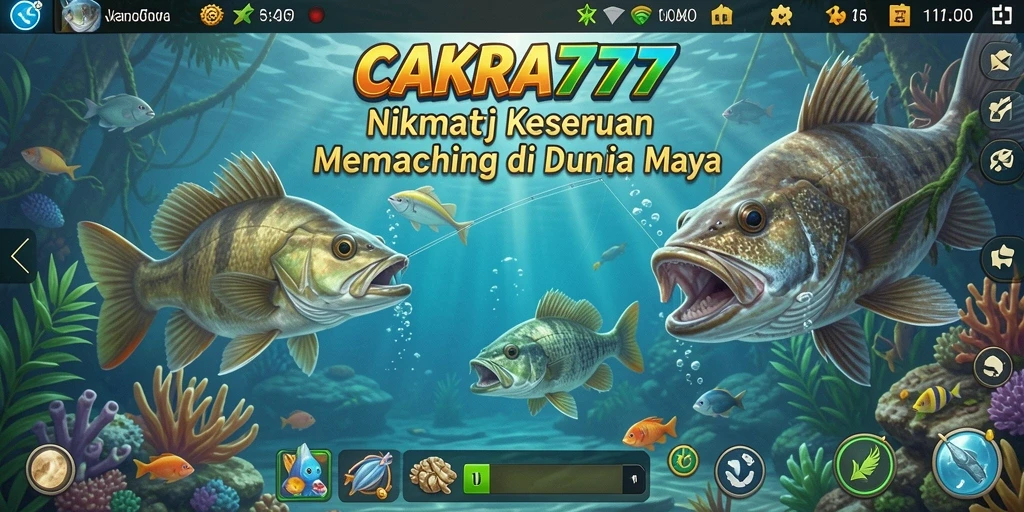 Screenshot game menunjukkan pengalaman memancing yang menyenangkan dan mendebarkan.