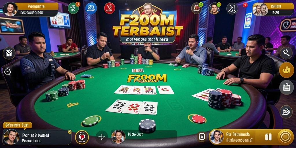Tampilan gameplay yang mendebarkan dalam F200M saat bermain poker.