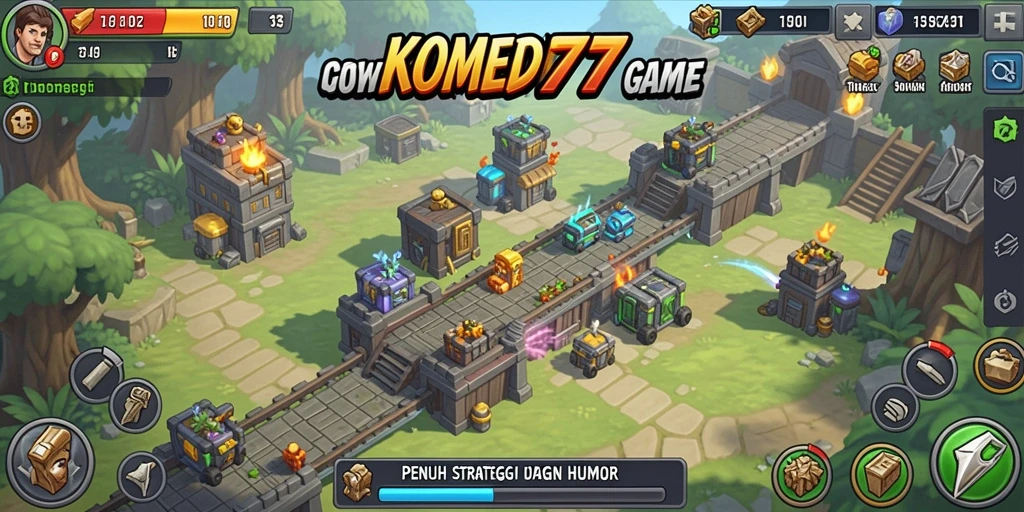 Gameplay Tower Defense yang seru dan penuh warna di KOMEDI77.