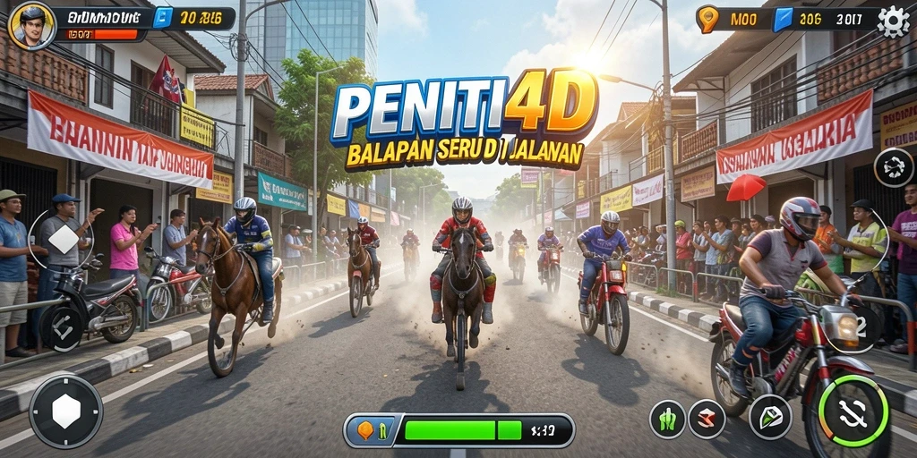 Tampilan gameplay seru dalam PENITI4D yang penuh aksi balapan.