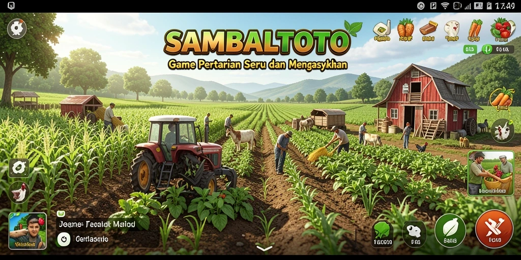 Screenshot utama SAMBALTOTO yang menunjukkan gameplay pertanian yang menarik.