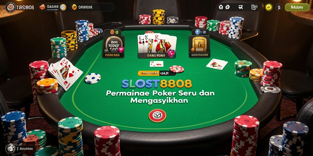Tampilan gameplay SLOST8808 dengan aksi poker yang seru.