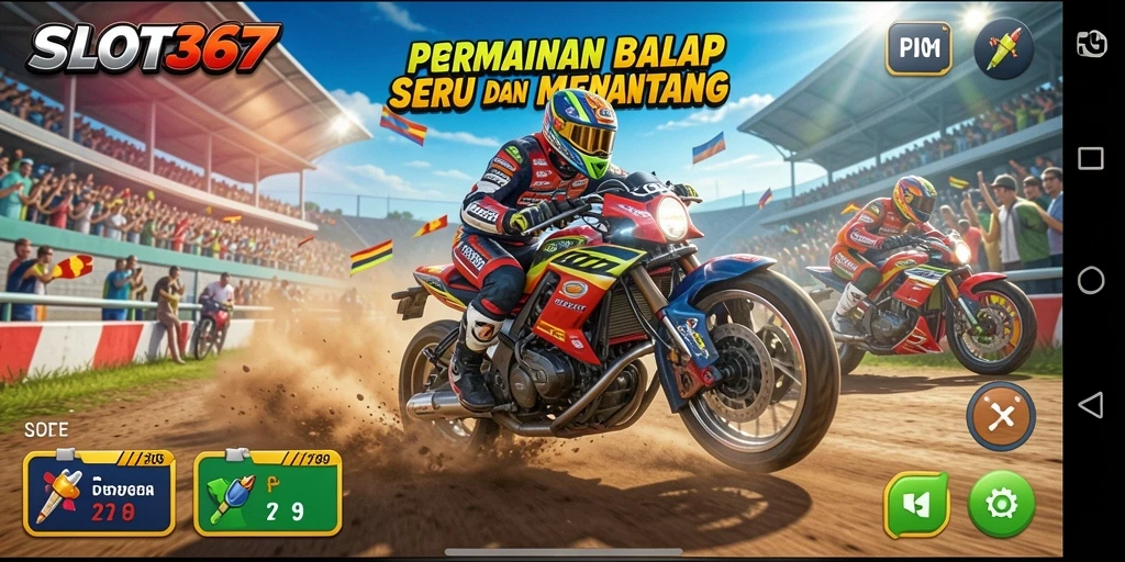 Screenshot menampilkan aksi balap yang mendebarkan di SLOT367.