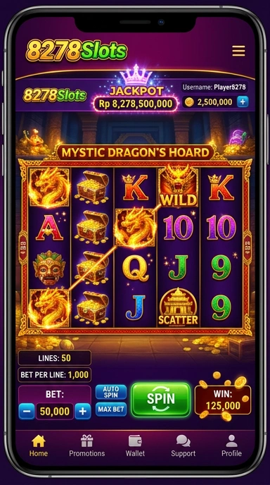 Tampilan aplikasi 8278slots di perangkat Android.